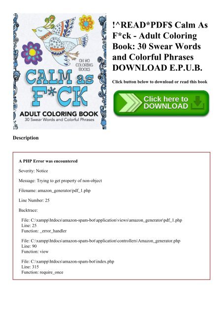 Readpdf Calm As Fck Adult Coloring Book 30 Swear Words And