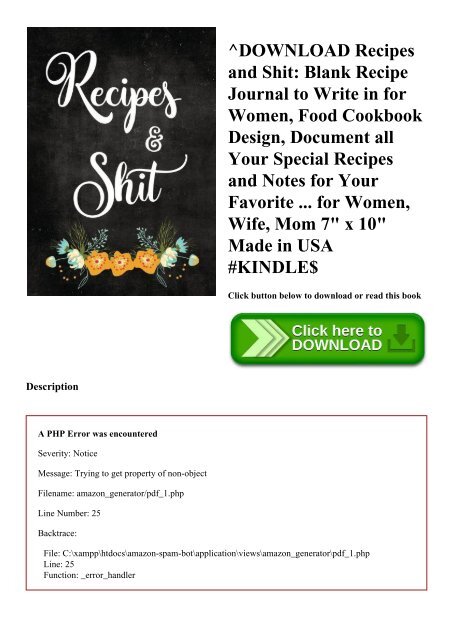 ^DOWNLOAD [PDF] Recipes and Shit Blank Recipe Journal to Write in for Women  Food Cookbook Design  Document all Your Special Recipes and Notes for Your Favorite ... for Women  Wife  Mom 7 x 10 Made in USA #KINDLE$