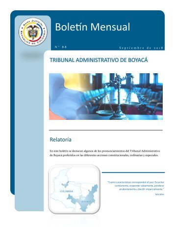 BOLETÍN MENSUAL DEL TRIBUNAL ADMINISTRATIVO DE BOYACÁ Nº 88