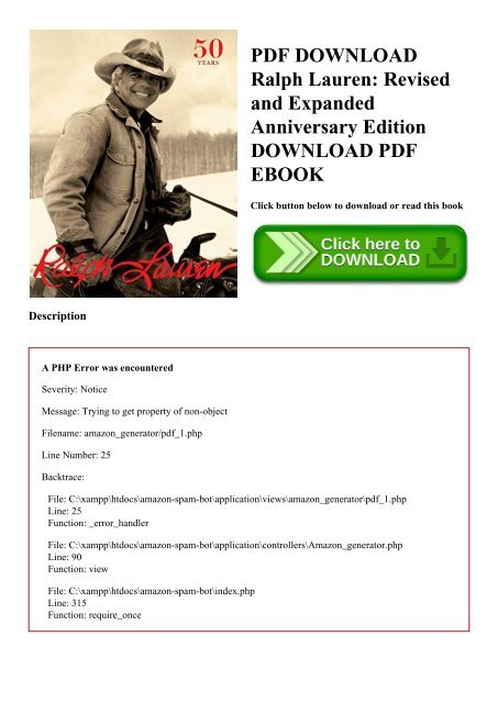 PDF DOWNLOAD Ralph Lauren Revised and Expanded Anniversary Edition DOWNLOAD  PDF EBOOK