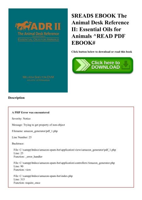 Read Ebook The Animal Desk Reference Ii Essential Oils For