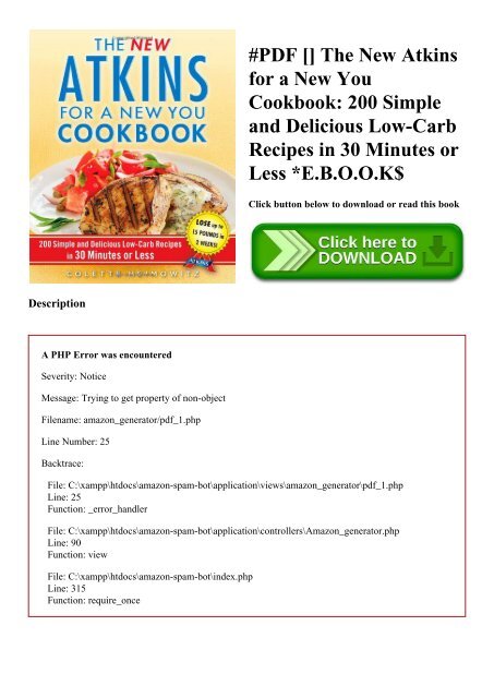 #PDF [Download] The New Atkins for a New You Cookbook 200 Simple and Delicious Low-Carb Recipes in 30 Minutes or Less E.B.O.O.K$