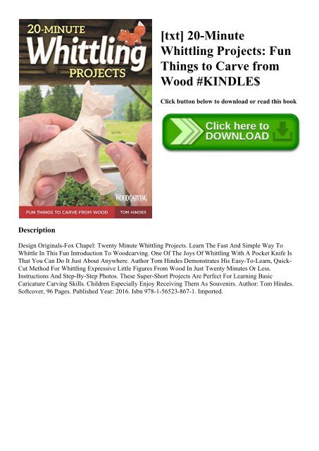 20-Minute Whittling Projects - by Tom Hindes (Paperback)