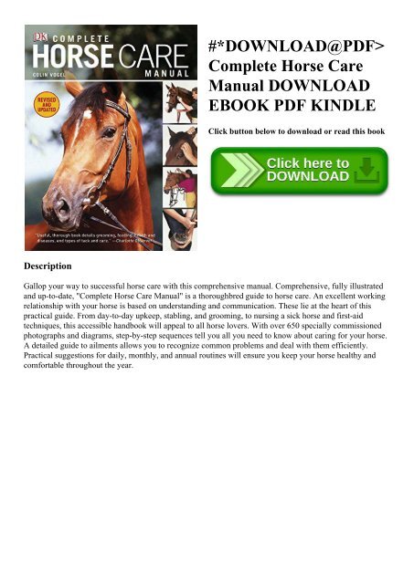 #DOWNLOAD@PDF Complete Horse Care Manual DOWNLOAD EBOOK PDF KINDLE