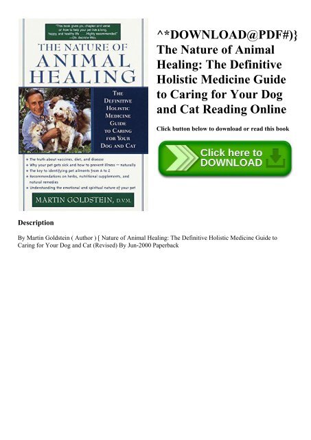 DOWNLOAD@PDF#)} The Nature of Animal Healing The Definitive Holistic  Medicine Guide to Caring for