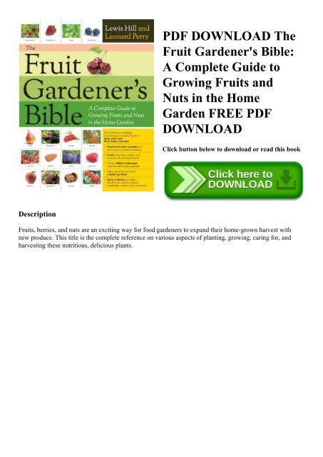 Pdf Download The Fruit Gardener S Bible A Complete Guide To Growing Fruits And Nuts In The