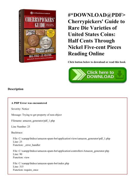 DOWNLOAD@PDF Cherrypickers' Guide to Rare Die Varieties of United States  Coins Half Cents Through Nickel