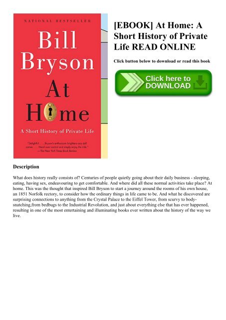 READ [EBOOK] At Home A Short History of Private Life READ ONLINE