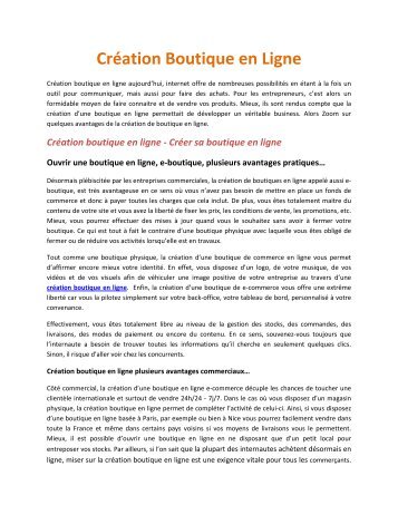 Création Boutique en Ligne