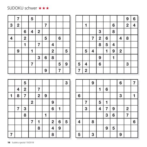 Leseprobe "Sudoku-spezial" Oktober 2018