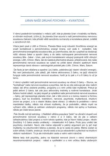 Uran naše druhá psychika 27.9.2018