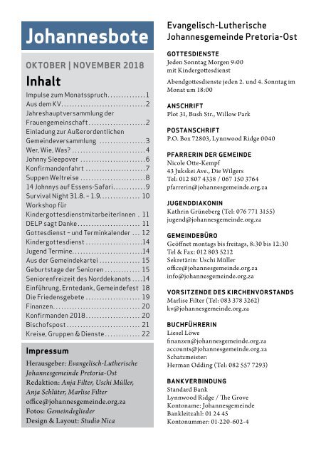 Johannesbote #181 Oktober | November 2018