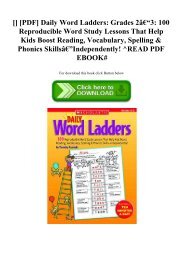 [DOWNLOADPDF] [PDF] Daily Word Ladders Grades 2â€“3 100 Reproducible Word Study Lessons That Help Kids Boost Reading  Vocabulary  Spelling & Phonics Skillsâ€”Independently! ^READ PDF EBOOK#