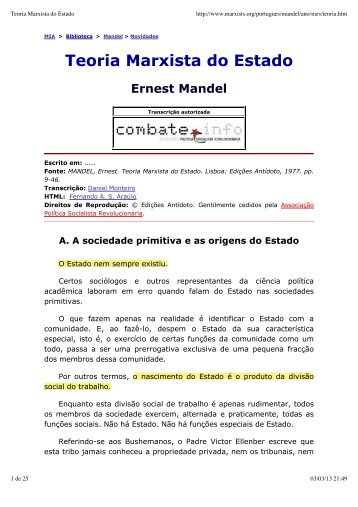 Ernest Mandel - Teoria Marxista do Estado