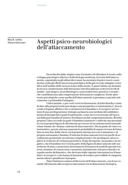 Aspetti psico-neurobiologici dell'attaccamento - Dipartimento di ...