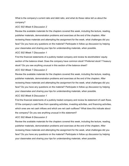 ACC 502 Introduction to the Accounting Cycle GCU