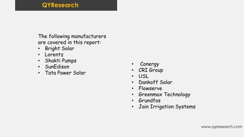 Global Solar Water Pumps Sales Market Report 2018 Overview