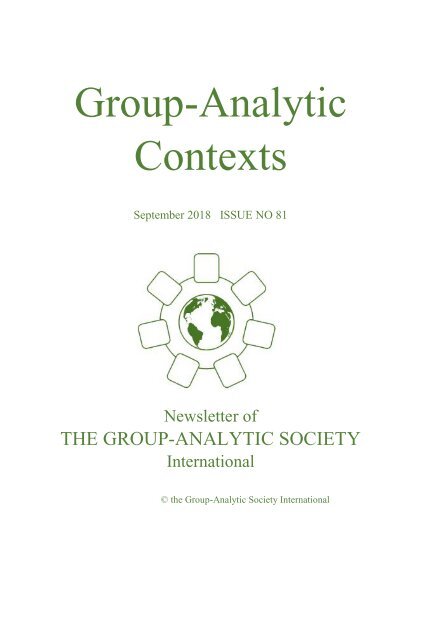 Group-Analytic Contexts, Issue 81, September 2018