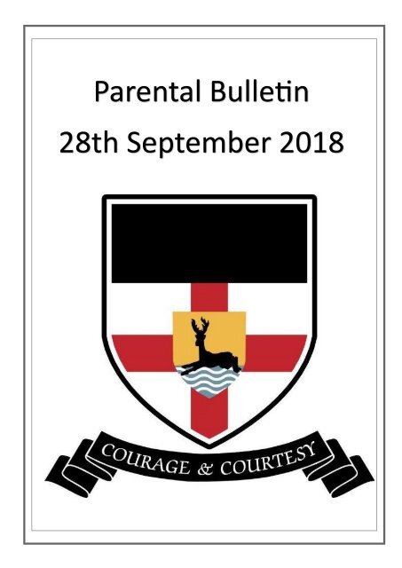 Parental Bulletin - 28th September 2018