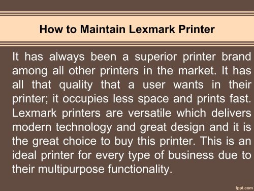 MAINTAIN YOUR LEXMARK PRINTER BEFORE YOU FILL THE NEW INK CARTRIDGE-converted
