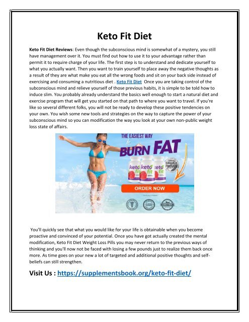 Keto Fit Diet - Release Your Stubborn Fat 