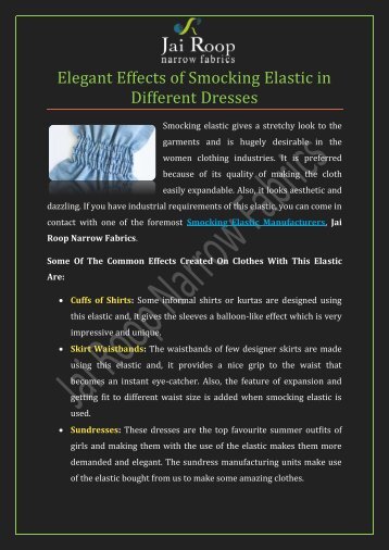 Elegant Effects of Smocking Elastic in Different Dresses