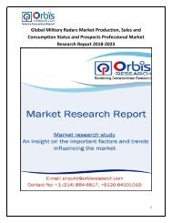 Global Military Radars Market Production, Sales and Consumption Status and Prospects Professional Market Research Report 2018-2023