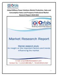 Global Military Power Solutions Market Production, Sales and Consumption Status and Prospects Professional Market Research Report 2018-2023