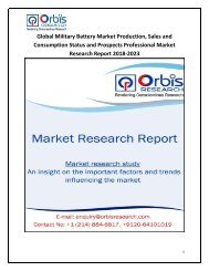 Global Military Battery Market Production, Sales and Consumption Status and Prospects Professional Market Research Report 2018-2023