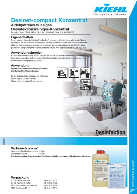 Desinet-compact Konzentrat Aldehydfreies flüssiges ... - Kiehl-Group