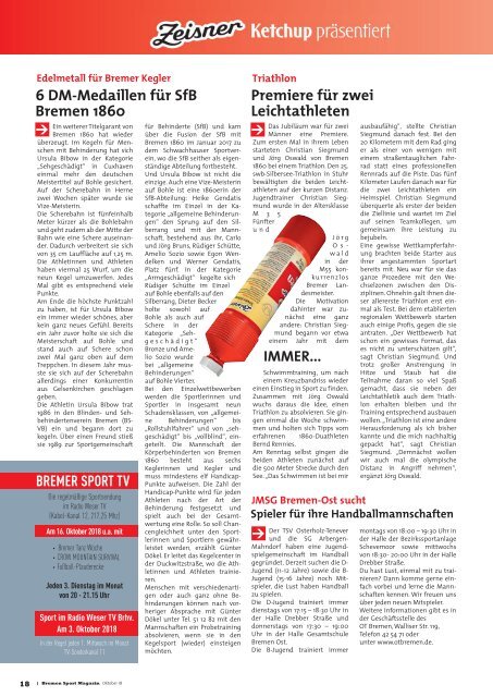 BREMER SPORT Magazin | Oktober 2018