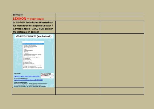 Teaching material catalog: german-english technical dictionary glossary