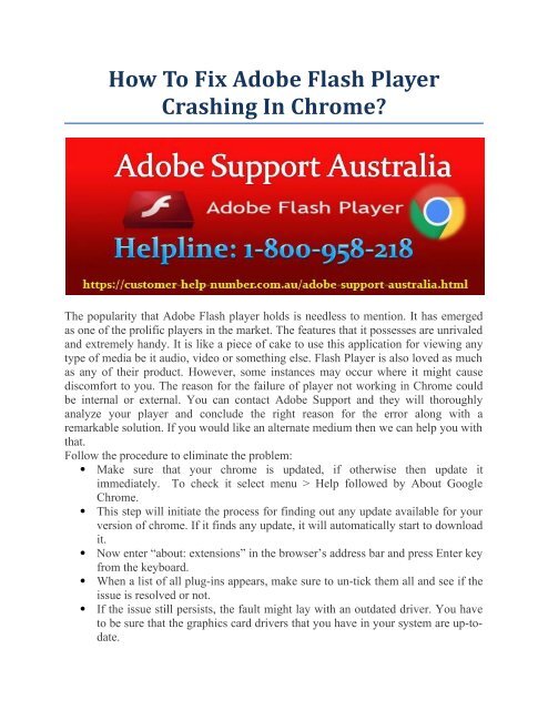 How To Fix Adobe Flash Player Crashing In Chrome