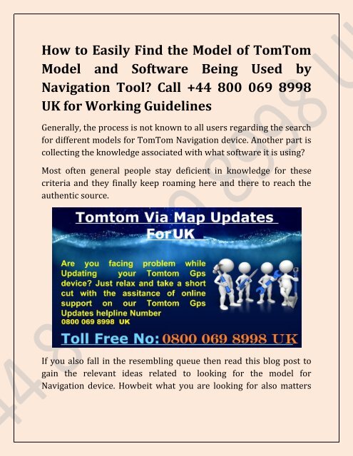 Tomtom Map Updates Dial Tollfree Number +44 800 069 8998 UK