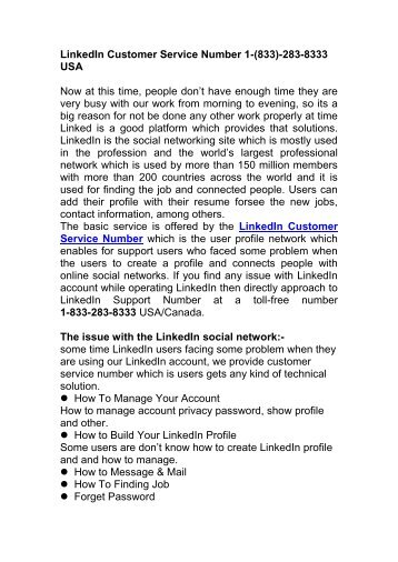 Contact For LinkedIn Customer Support 1-833-283-8333 Number