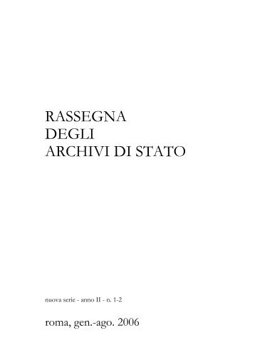 rassegna degli archivi di stato - Archivi - Ministero per i Beni e le ...