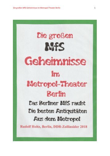 Die großen MfS-Geheimnisse im Metropol-Theater Berlin