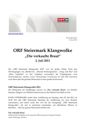 ORF Steiermark Klangwolke „Die verkaufte Braut“