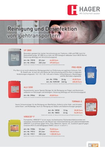 Reinigung und Desinfektion von Viehtransportern - Hager Vertriebs ...