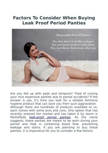 Factors To Consider When Buying Leak Proof Period Panties