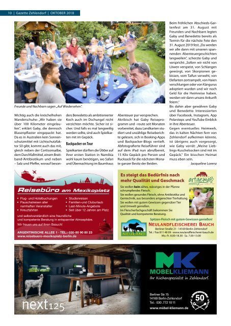 Gazette Zehlendorf Oktober 2018