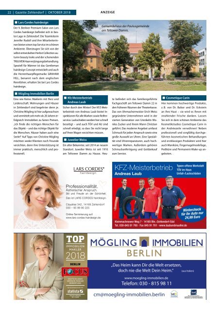 Gazette Zehlendorf Oktober 2018