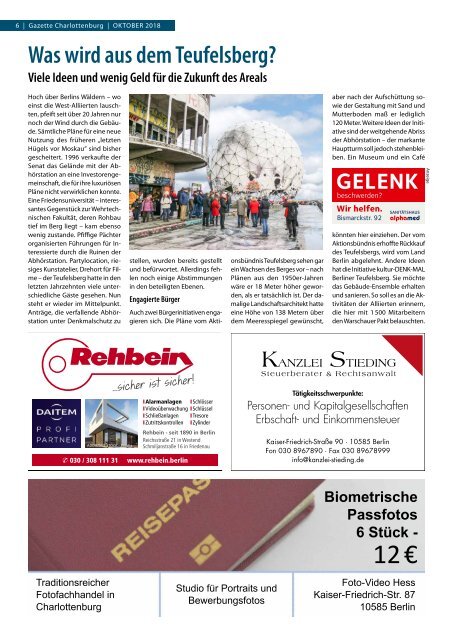 Gazette Charlottenburg Oktober 2018