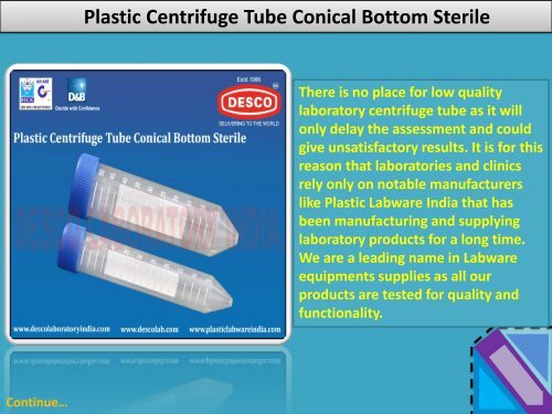 Plastic Centrifuge Tubes for Laboratory