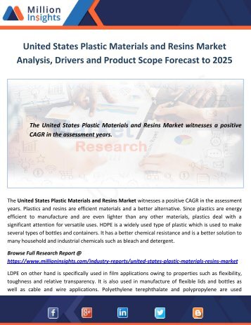 United States Plastic Materials and Resins Market Drivers Forecast to 2025