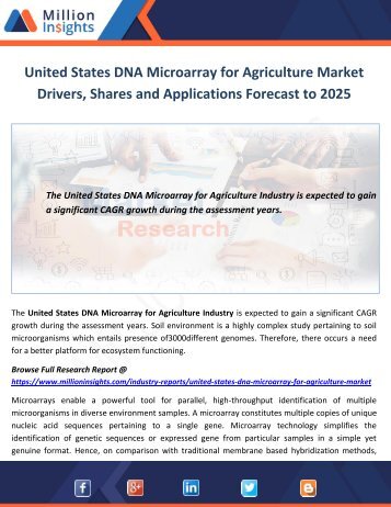 United States DNA Microarray for Agriculture Market Shares Forecast to 2025