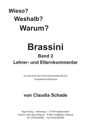 Brassini Band 2 Lehrer- und Elternkommentar - Rapp-Verlag