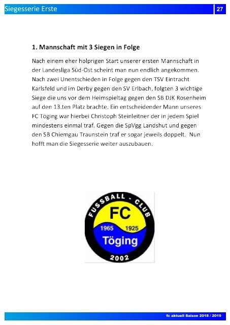 "fc aktuell" Saison 2018-19 Ausgabe 7