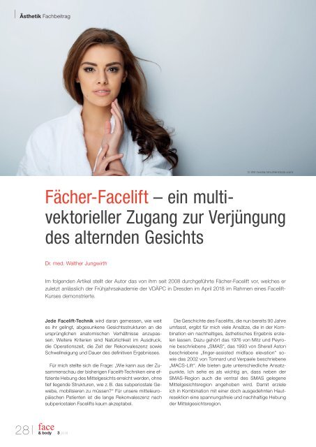 Face & body / Ausgabe 3_2018 - Bericht von Dr. Walther Jungwirth