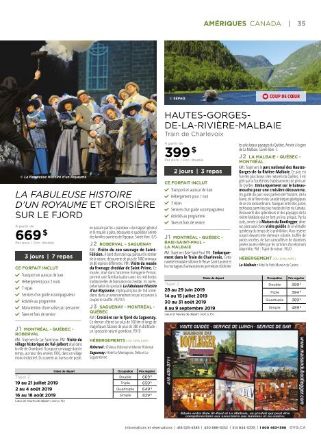 Brochure Forfaits accompagnés 2019 - édition 40e anniversaire